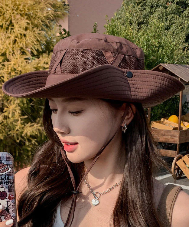 New Coffee Large Eaved Outdoor Breathable Bucket Hat - Image 5