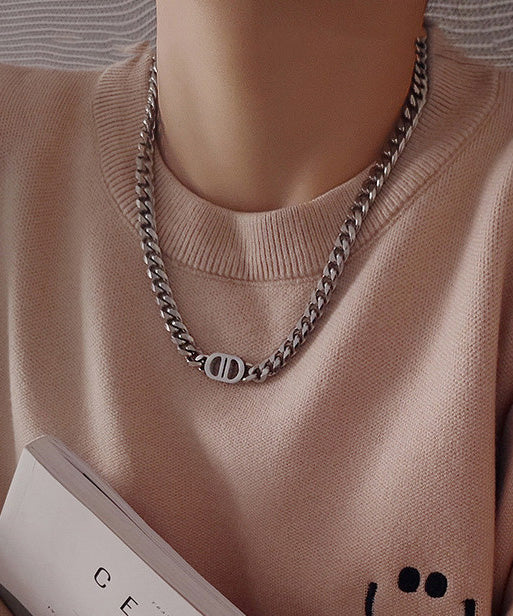 New European American Gold Thick Chain Silver Necklace - Image 4