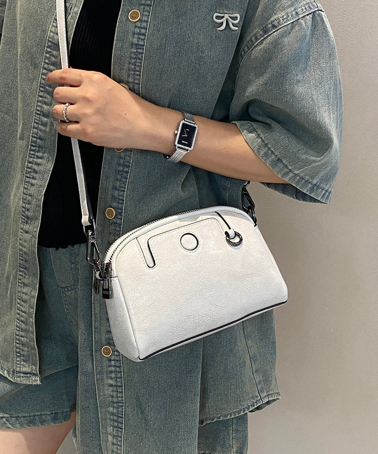 New Fashion Coffee Calf Leather Versatile Crossbody Bag - Image 3