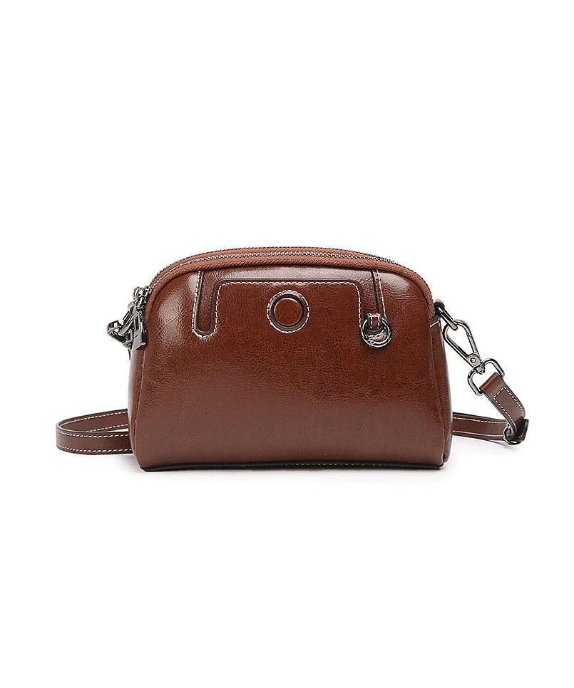 New Fashion Coffee Calf Leather Versatile Crossbody Bag - Image 5