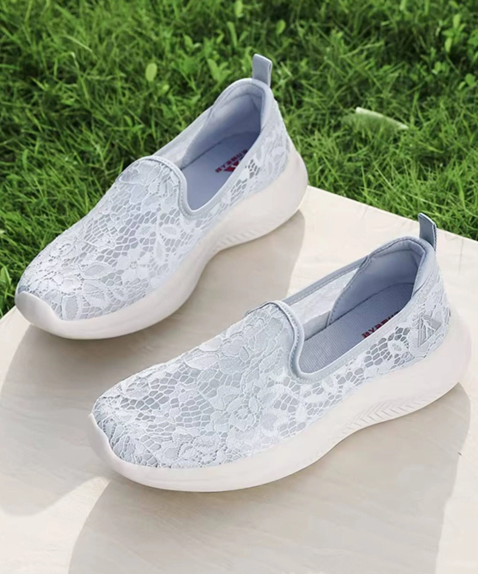 New Flat Feet Shoes Grey Lace Breathable Mesh - Image 2