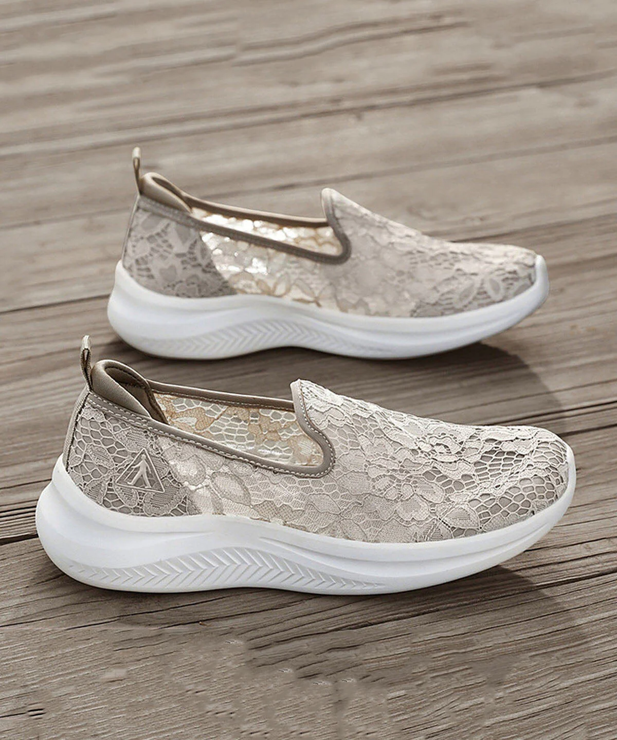 New Flat Feet Shoes Grey Lace Breathable Mesh - Image 4