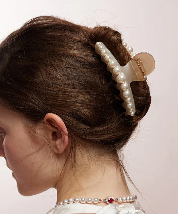 New French Style Apricot Acrylic Shark Pearl Hairpin - Image 2