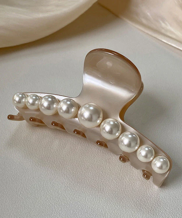 New French Style Apricot Acrylic Shark Pearl Hairpin - Image 3