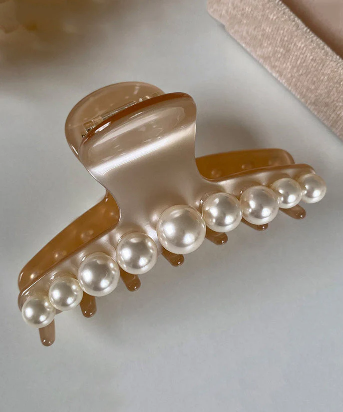New French Style Apricot Acrylic Shark Pearl Hairpin - Image 4