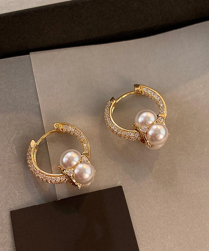 New Gold Zircon Gilding Pearl Earrings