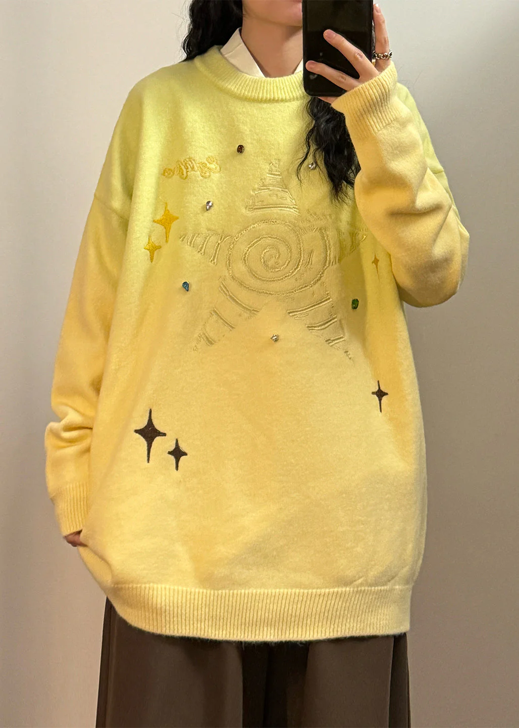 New Gradient Color Embroidered Cozy Knit Sweater Tops Spring - Image 2
