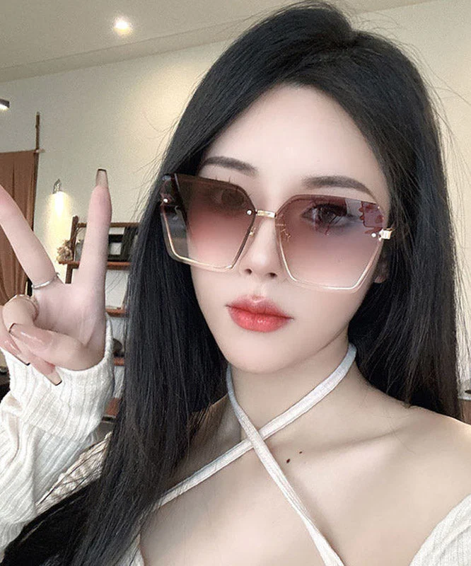 New Gradient Color Pink Metal UV Protection Sunglasses - Image 2