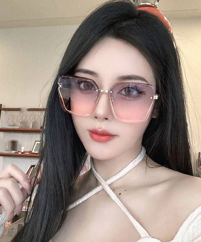 New Gradient Color Pink Metal UV Protection Sunglasses - Image 3