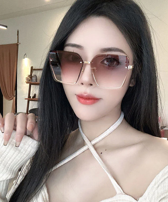 New Gradient Color Pink Metal UV Protection Sunglasses - Image 4
