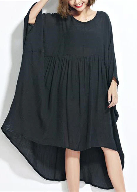 New Green Chiffon Dresses Plus Size Clothing Linen Maxi Dress Fine High Waist Batwing Sleeve Clothing - Image 2