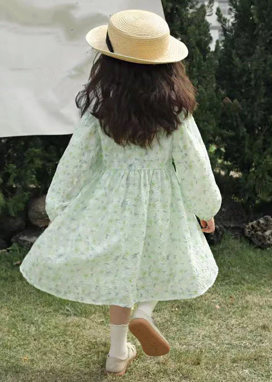 New Green Plaid Patchwork Cotton Girls Dresses Fall - Image 5