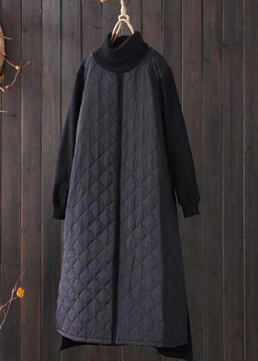New Green Turtleneck Pockets Patchwork Thick Dress Winter - Image 3