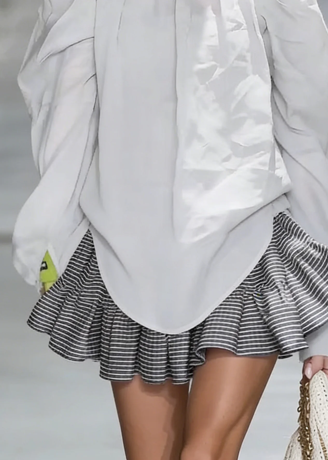 New Grey Wrinkled Solid Cotton Shirt Tops Spring - Image 5