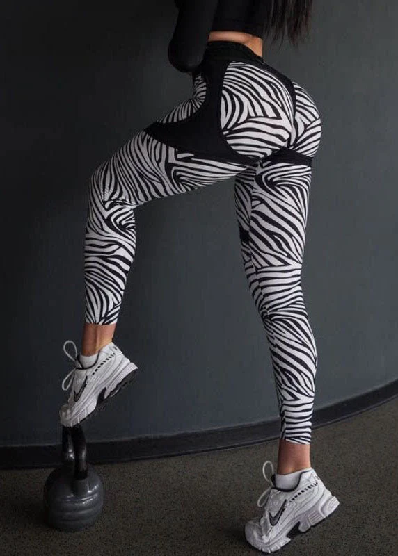 New High Waist Butt Scrunch Zebra Pattern Yoga Pants