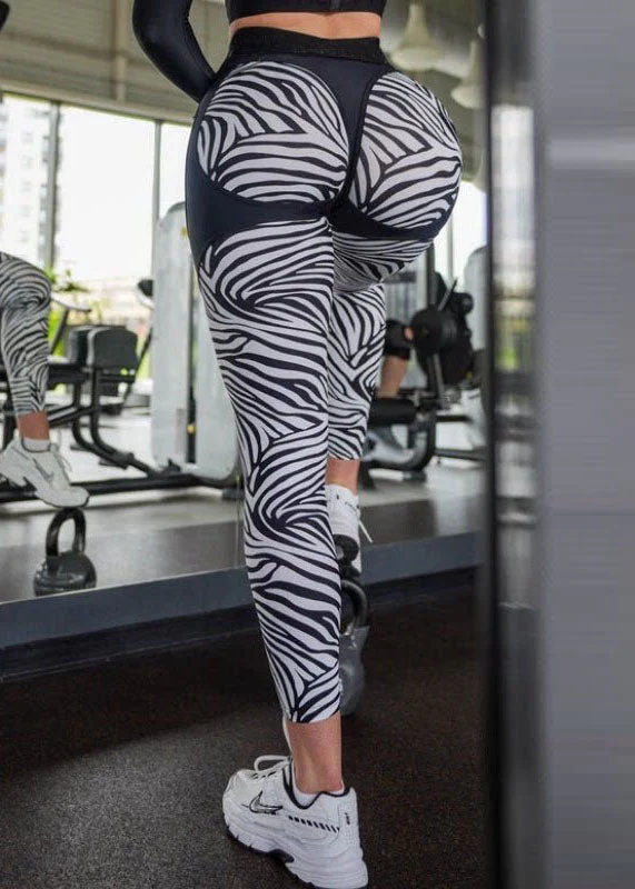 New High Waist Butt Scrunch Zebra Pattern Yoga Pants - Image 2