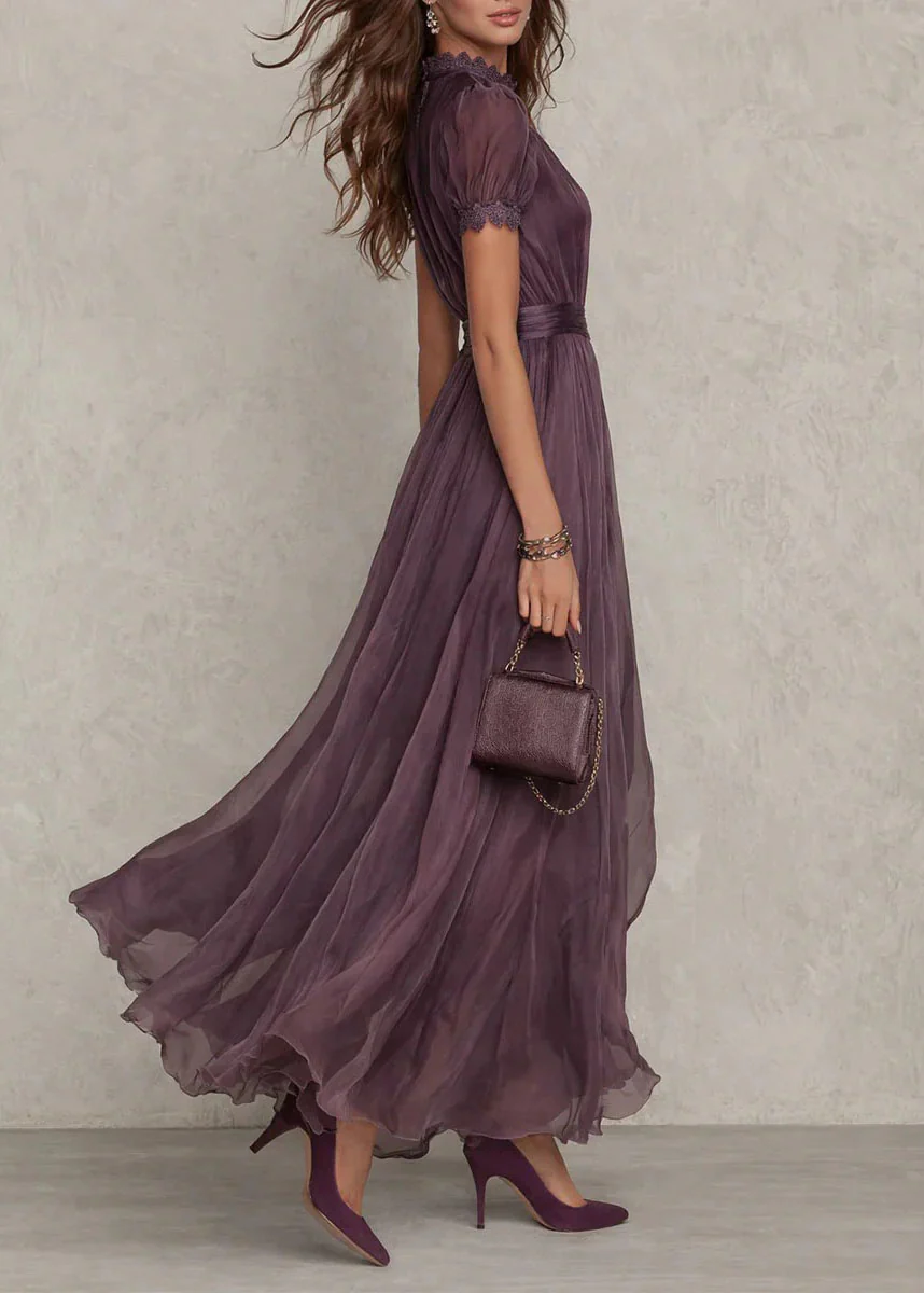 New Lace Patchwork Wrinkled Chiffon Robe Dresses Summer - Image 3