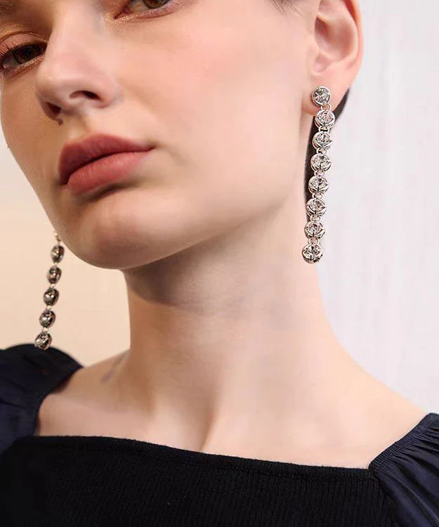 New Light Luxury Tassel Zircon Earrings - Image 2