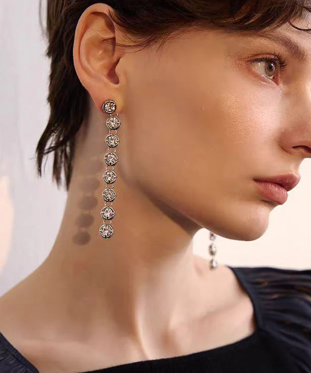 New Light Luxury Tassel Zircon Earrings - Image 3