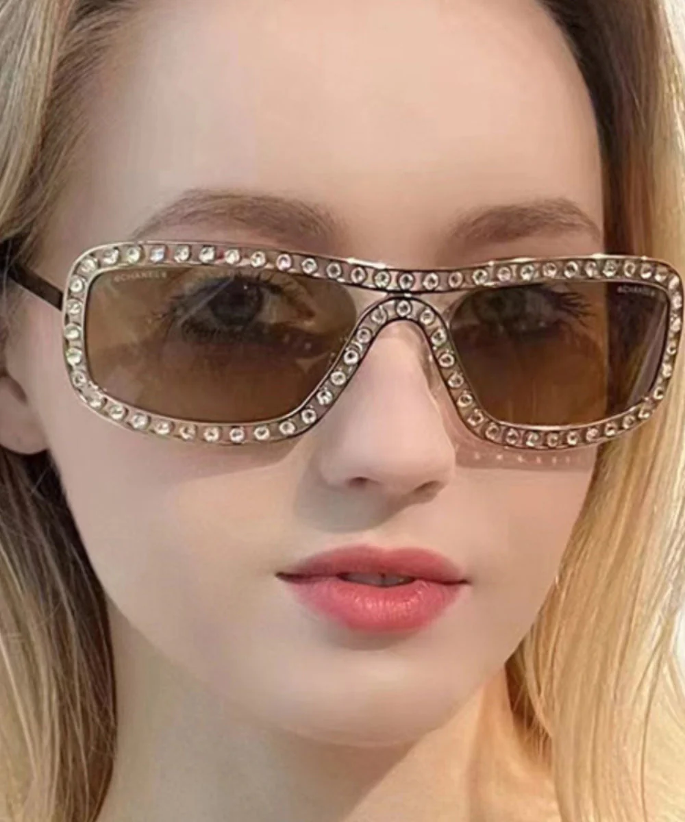 New Luxury Grey Zircon Studded Sunglasses - Image 4