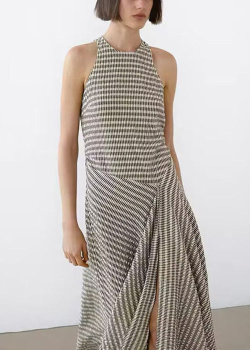 New O Neck Striped Original Design Cotton Long Dresses Sleeveless - Image 3