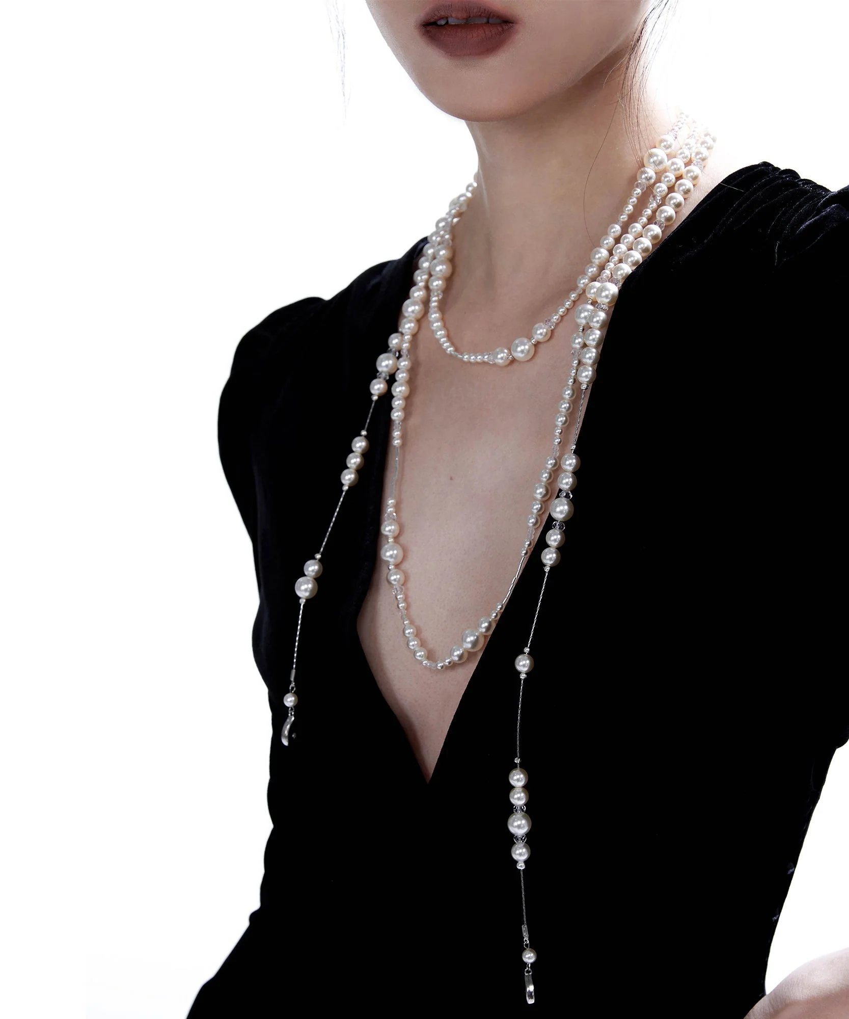 New Pearl Layering Alloy Long Necklace - Image 4