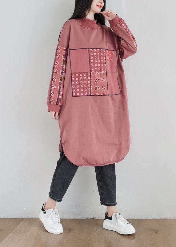New Pink Patchwork Side Open Fall Dress Sweatshirts - Image 2