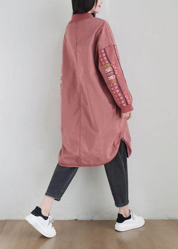 New Pink Patchwork Side Open Fall Dress Sweatshirts - Image 5