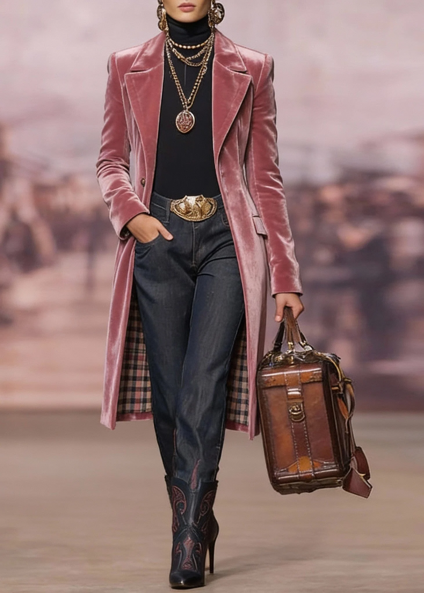 New Pink Peter Pan Collar Pockets Velvet Suit Coat Spring - Image 3