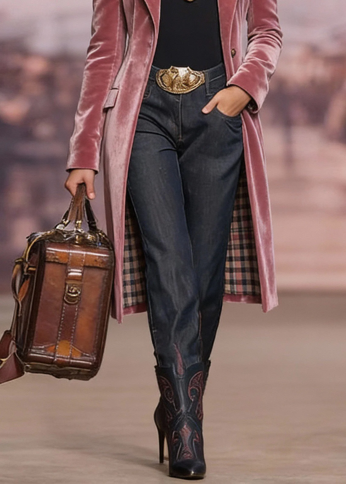 New Pink Peter Pan Collar Pockets Velvet Suit Coat Spring - Image 4