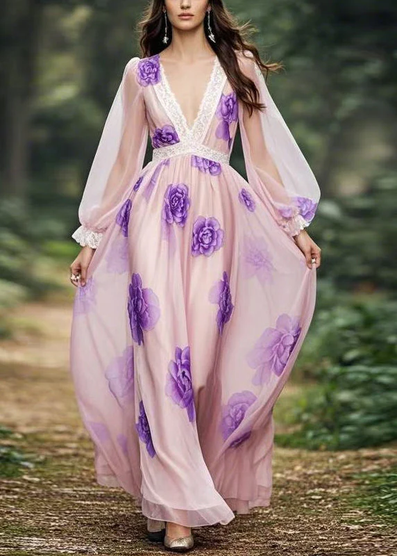 New Print Original Design Chiffon Maxi Dresses Spring - Image 3