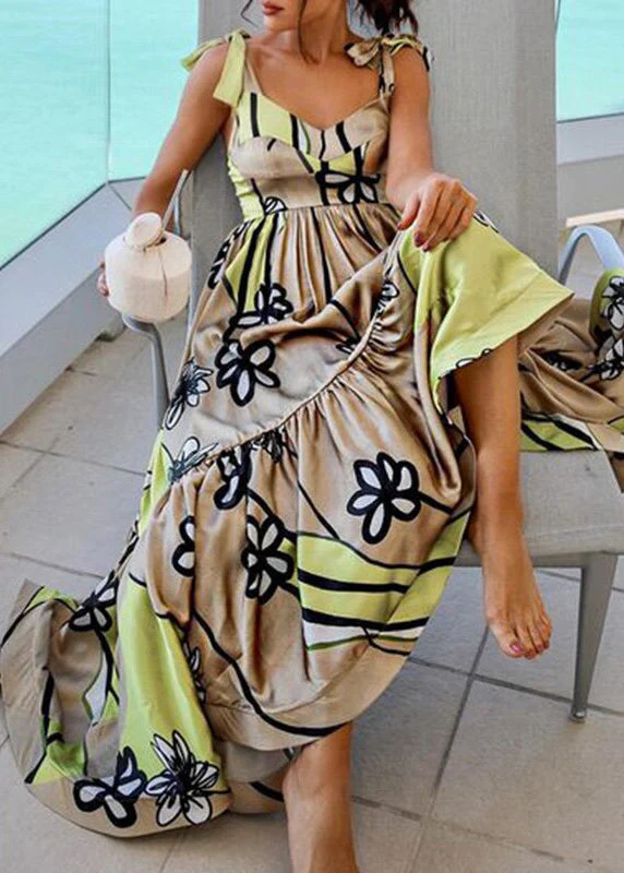 New Printed Backless Lace Up Irregular Patchwork Bohemian Dress - Image 2