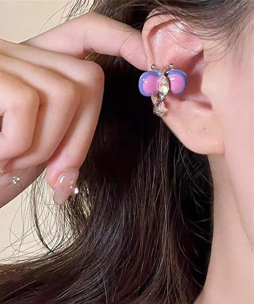 New Purple Butterfly Zircon Ear Bone Clip Earrings - Image 2