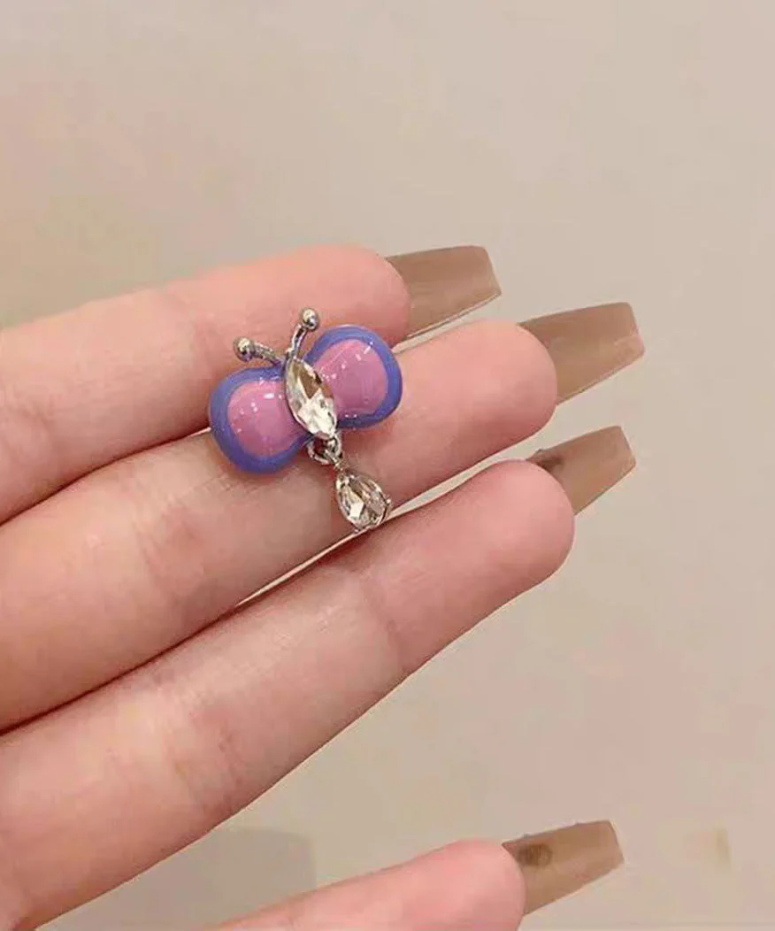 New Purple Butterfly Zircon Ear Bone Clip Earrings - Image 4