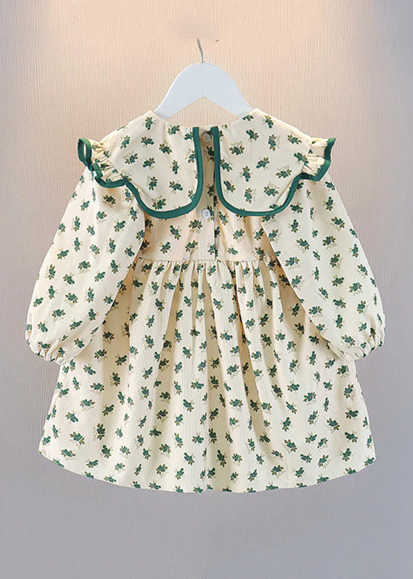 New Red Ruffled Print Cotton Girls Dress Fall - Image 3