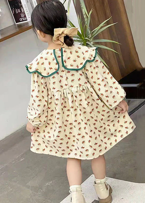New Red Ruffled Print Cotton Girls Dress Fall - Image 5