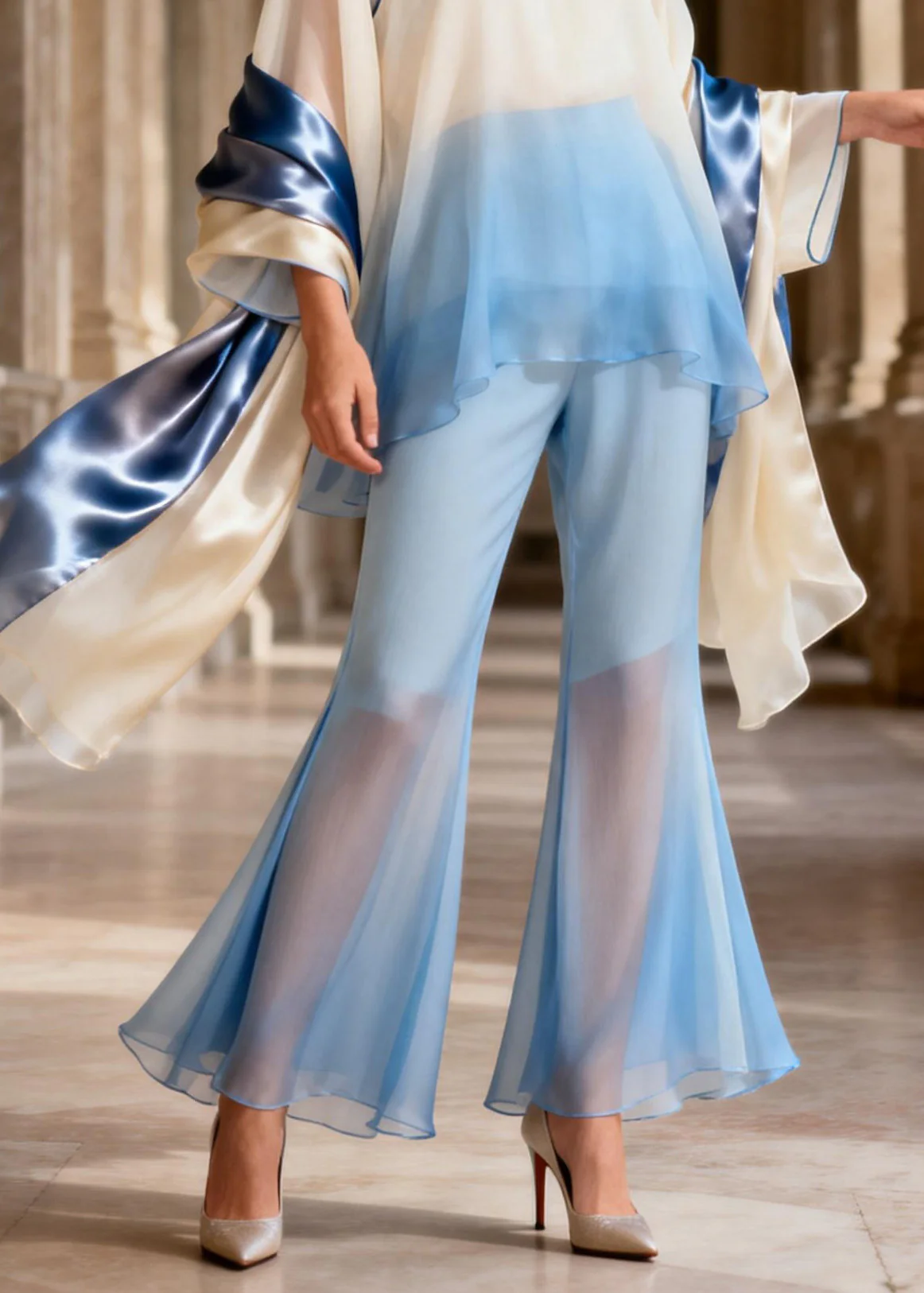 New Retro Mandarin Collar Silk Two Pieces Set Spring - Image 4