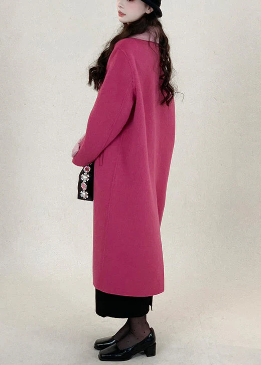New Rose Peter Pan Collar Bow Wool Long Coats Winter - Image 4