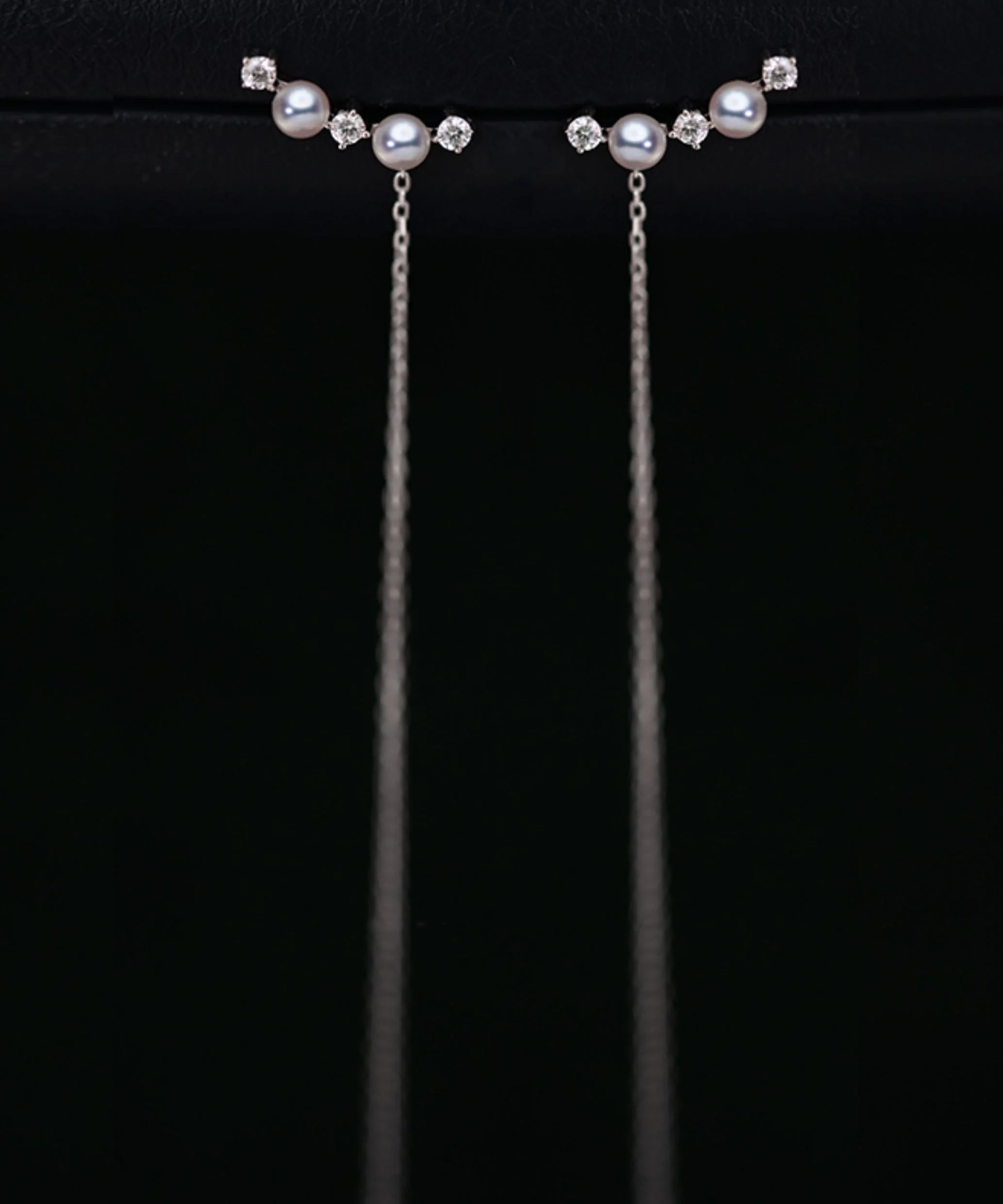 New Silver Tassel Pearl Zircon Silver Drop Earrings - Image 5