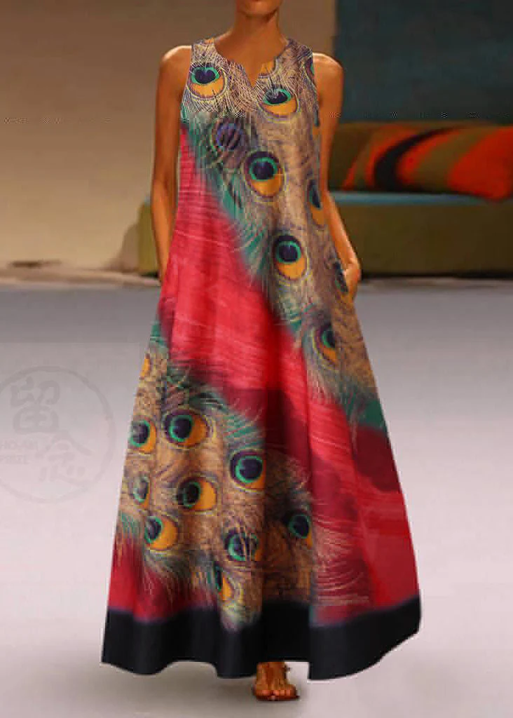 New Summer Green Fashion Feather Dress Sleeveless Long Dress - Image 2
