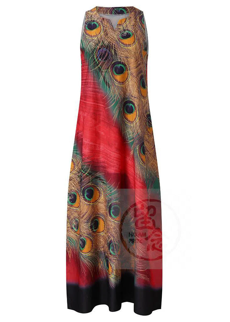 New Summer Green Fashion Feather Dress Sleeveless Long Dress - Image 4