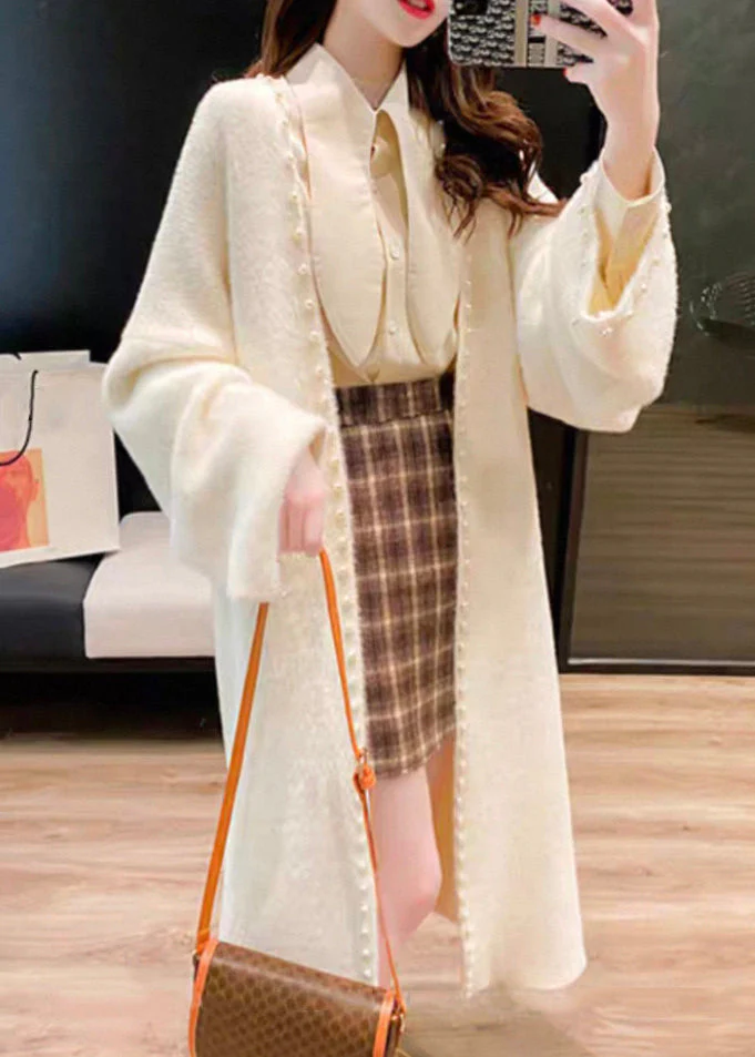 New White Original Design Pearl Knit Cardigan - Image 2