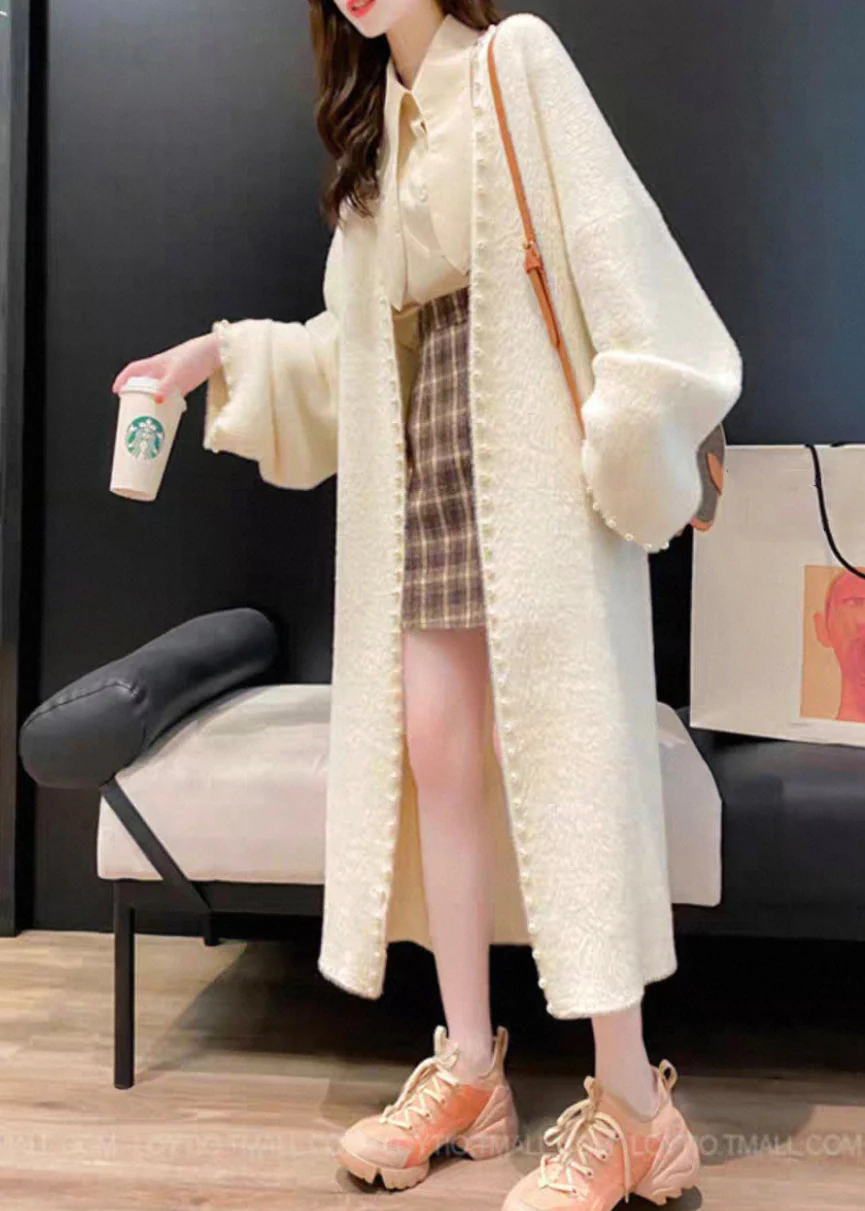 New White Original Design Pearl Knit Cardigan - Image 3