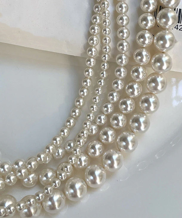 New White Pearl Double Layered Adjustable 14K Gold Choker - Image 4