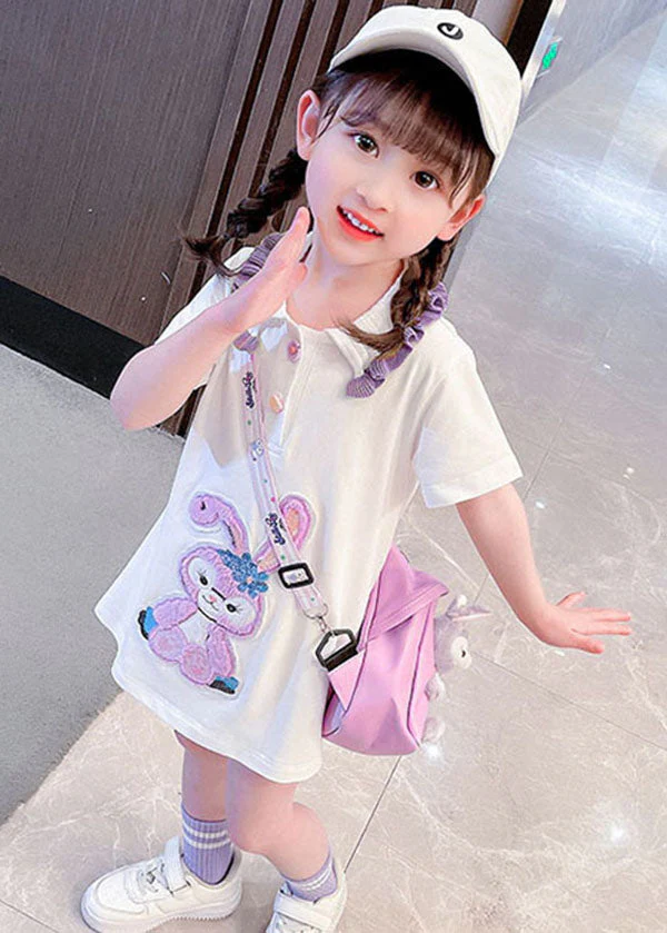 New White Ruffled Patchwork Cotton Kids Girls Dress Summer - Image 4
