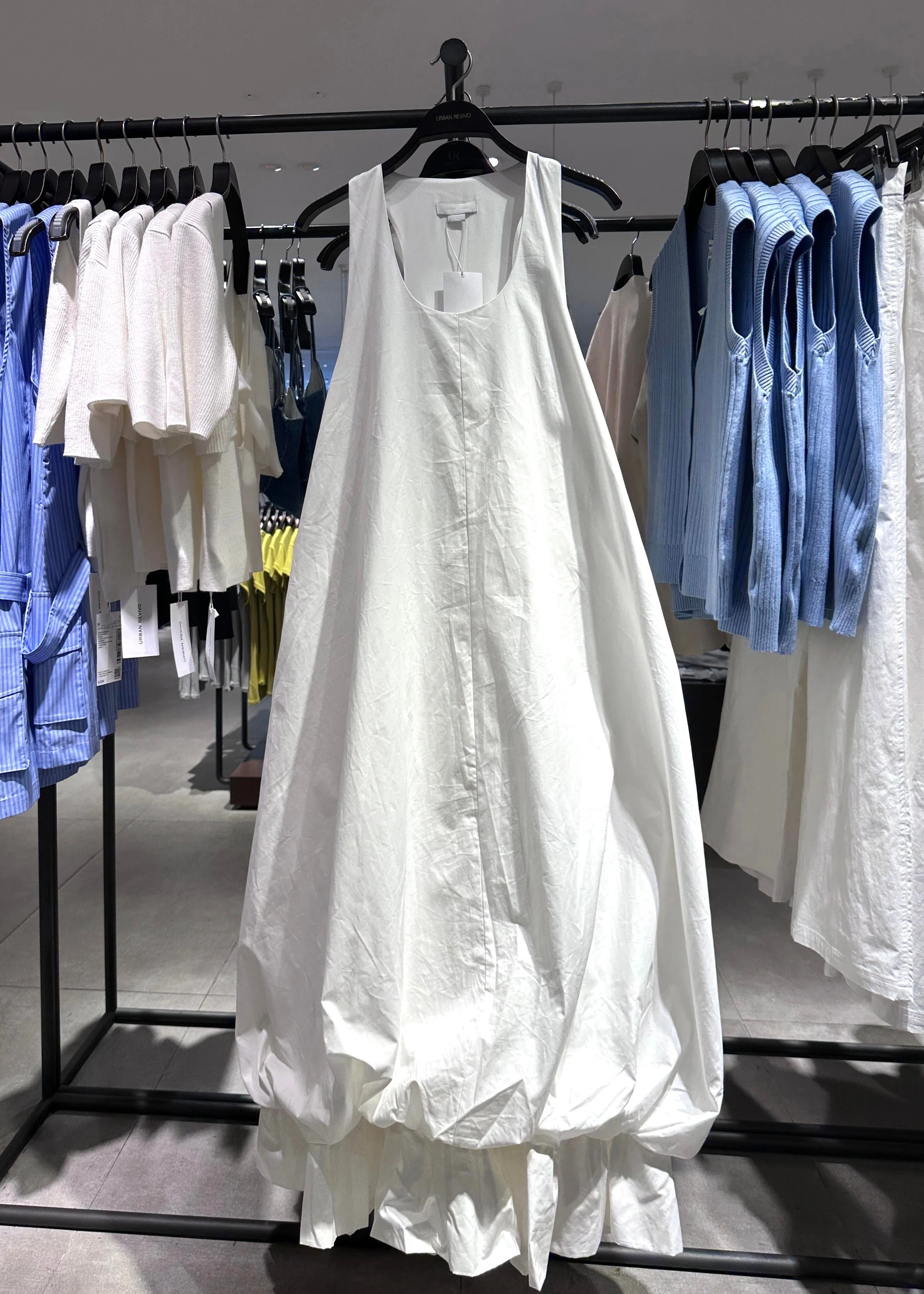 New White U Neck Solid Cotton Long Dresses Dresses Sleeveless - Image 2