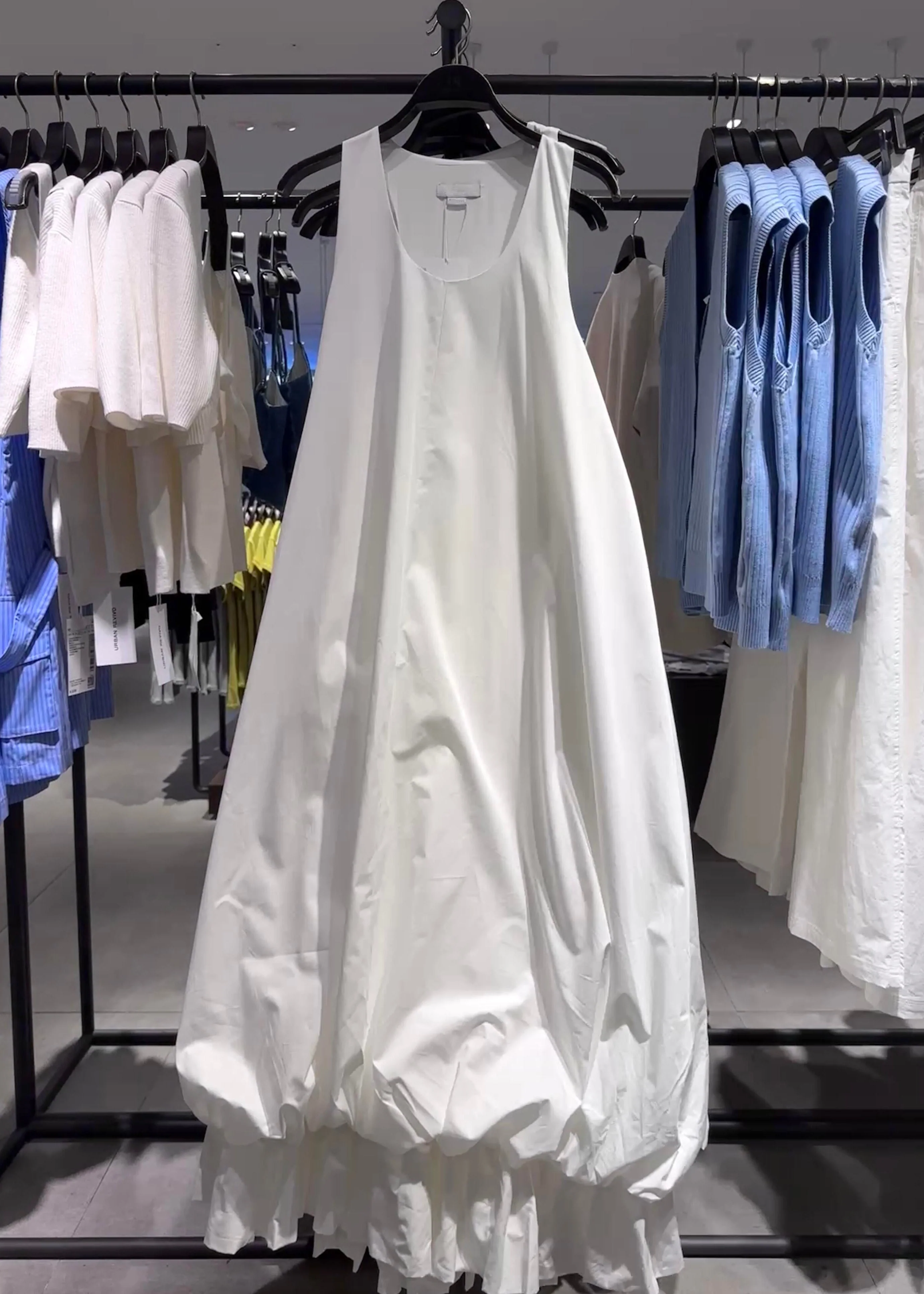 New White U Neck Solid Cotton Long Dresses Dresses Sleeveless - Image 3