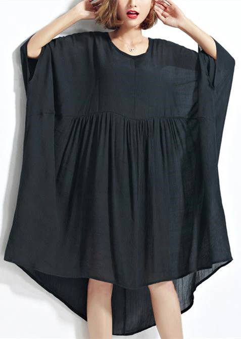 New Yellow Chiffon Dresses Plus Size Clothing Linen Maxi Dress Fine High Waist Batwing Sleeve Clothing - Image 3