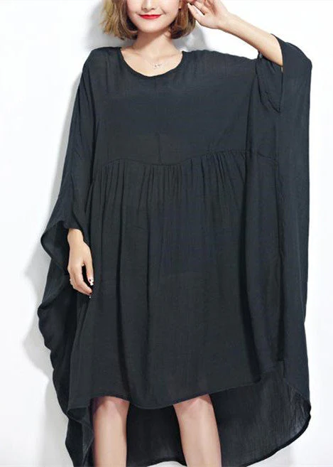 New Yellow Chiffon Dresses Plus Size Clothing Linen Maxi Dress Fine High Waist Batwing Sleeve Clothing - Image 4