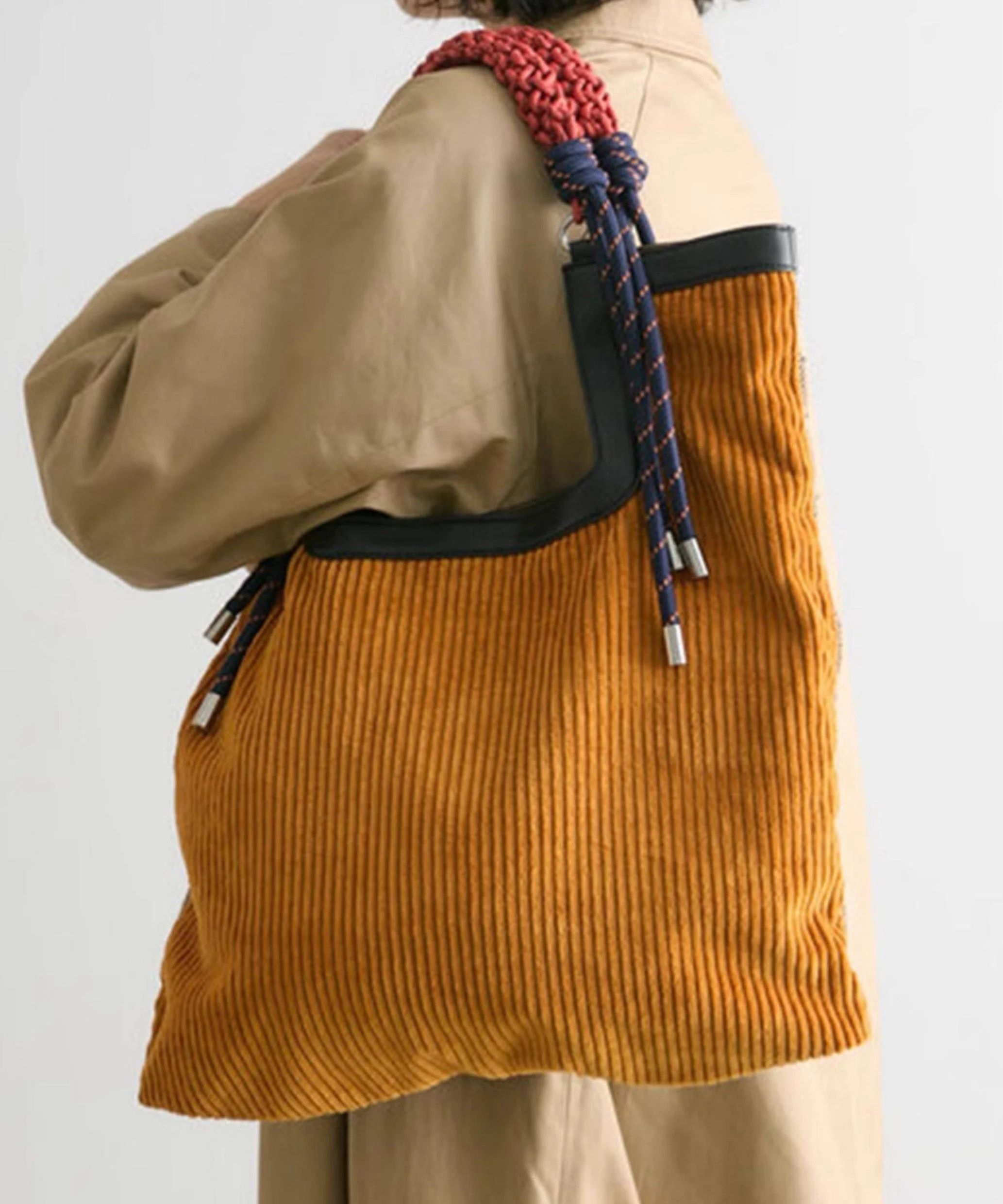 New Yellow Corduroy Large Capacity Shoulder Bag - Image 5